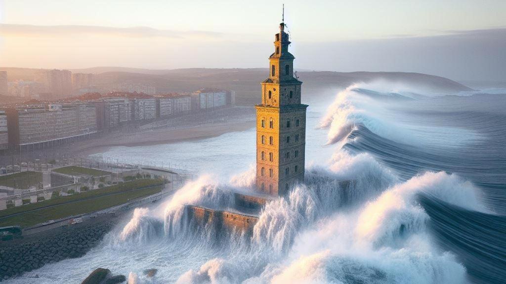 Imagen ficticia creada con IA sobre el ‘final’ de la ciudad de A Coruña.