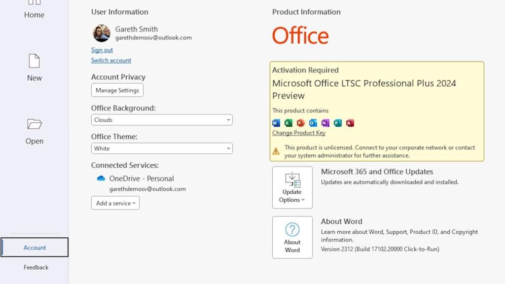 Versión previa de Microsoft Office 2024