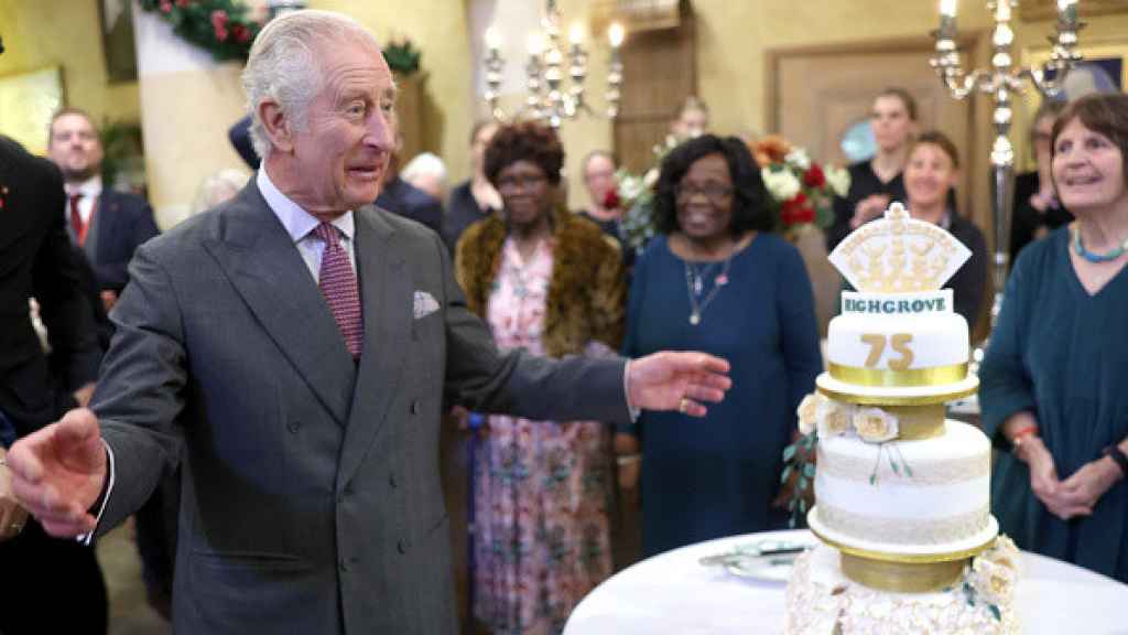 El Rey, con su tarta de cumpleaños.