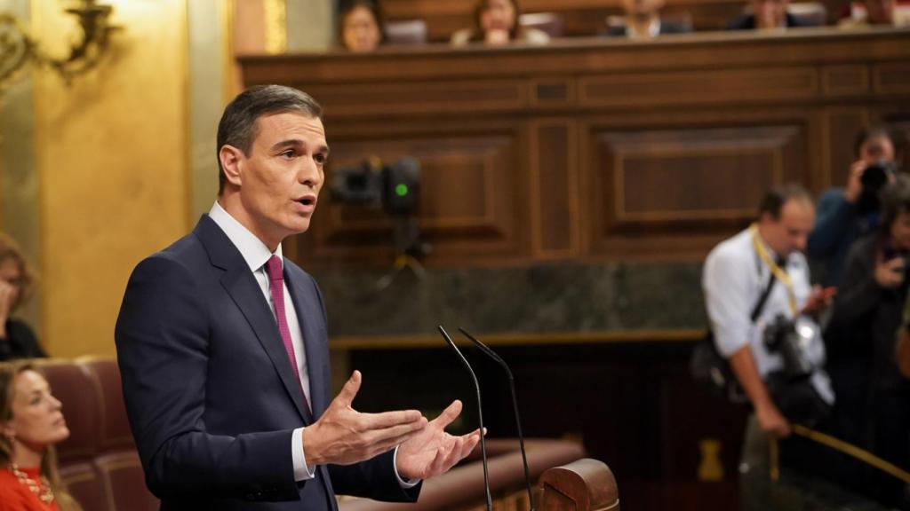 Pedro Sánchez durante su discurso de investidura de este miércoles.