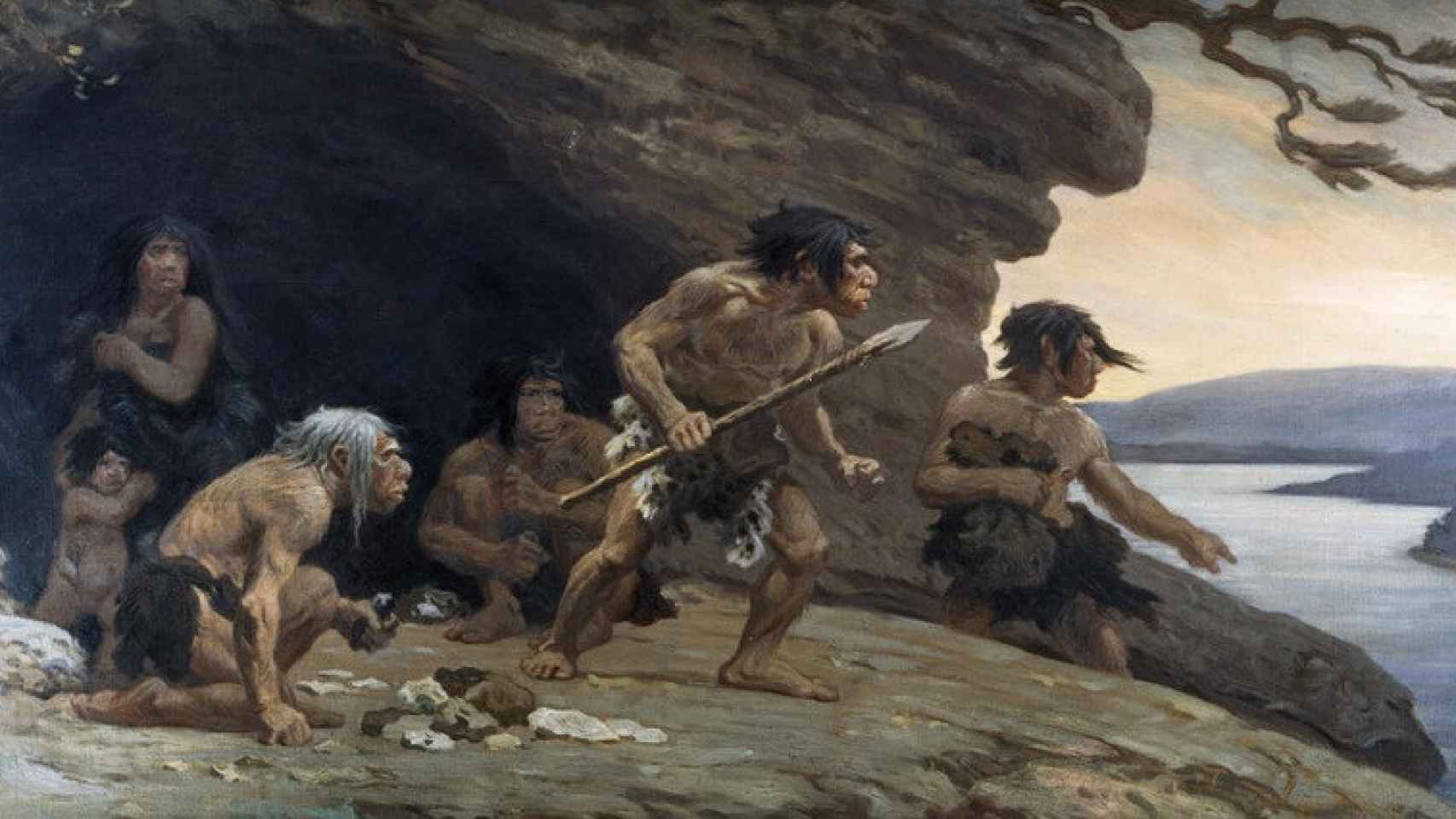 Dibujo de una familia neandertal