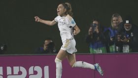 Olga Carmona celebra el 2-2 ante el Chelsea