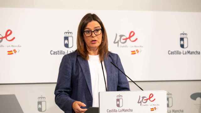 Esther Padilla, portavoz del Gobierno de Castilla-La Mancha, este miércoles en rueda de prensa. Foto: Javier Longobardo