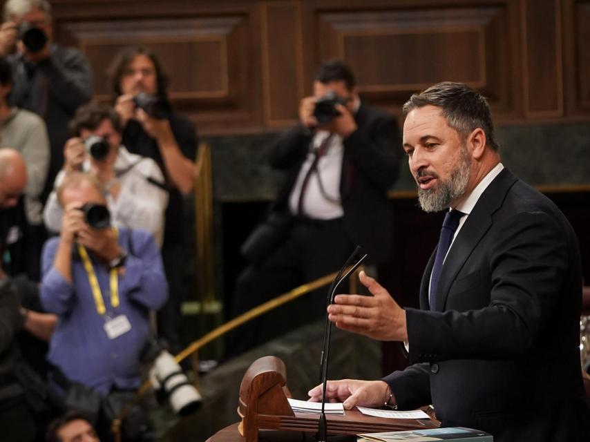 El presidente de Vox, Santiago Abascal, este miércoles en el Senado.