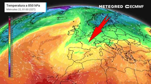 La entrada de aire frío de origen polar en España a mediados de la semana que viene. Meteored.