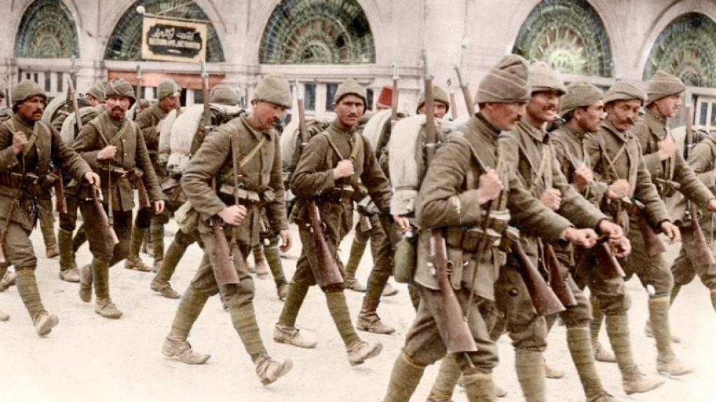 Tropas otomanas en Alepo durante la I Guerra Mundial.