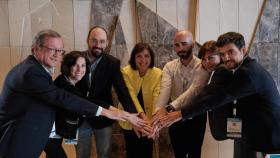 Los directivos de las siete sociedades médicas expertas en genética reunidas en Málaga.