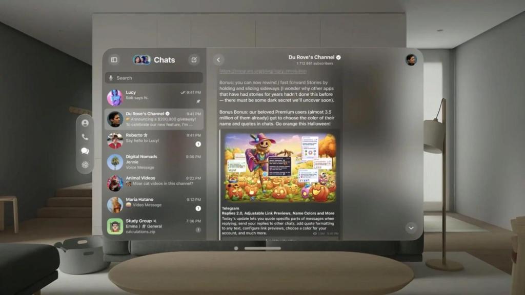 Telegram para VisionOS.
