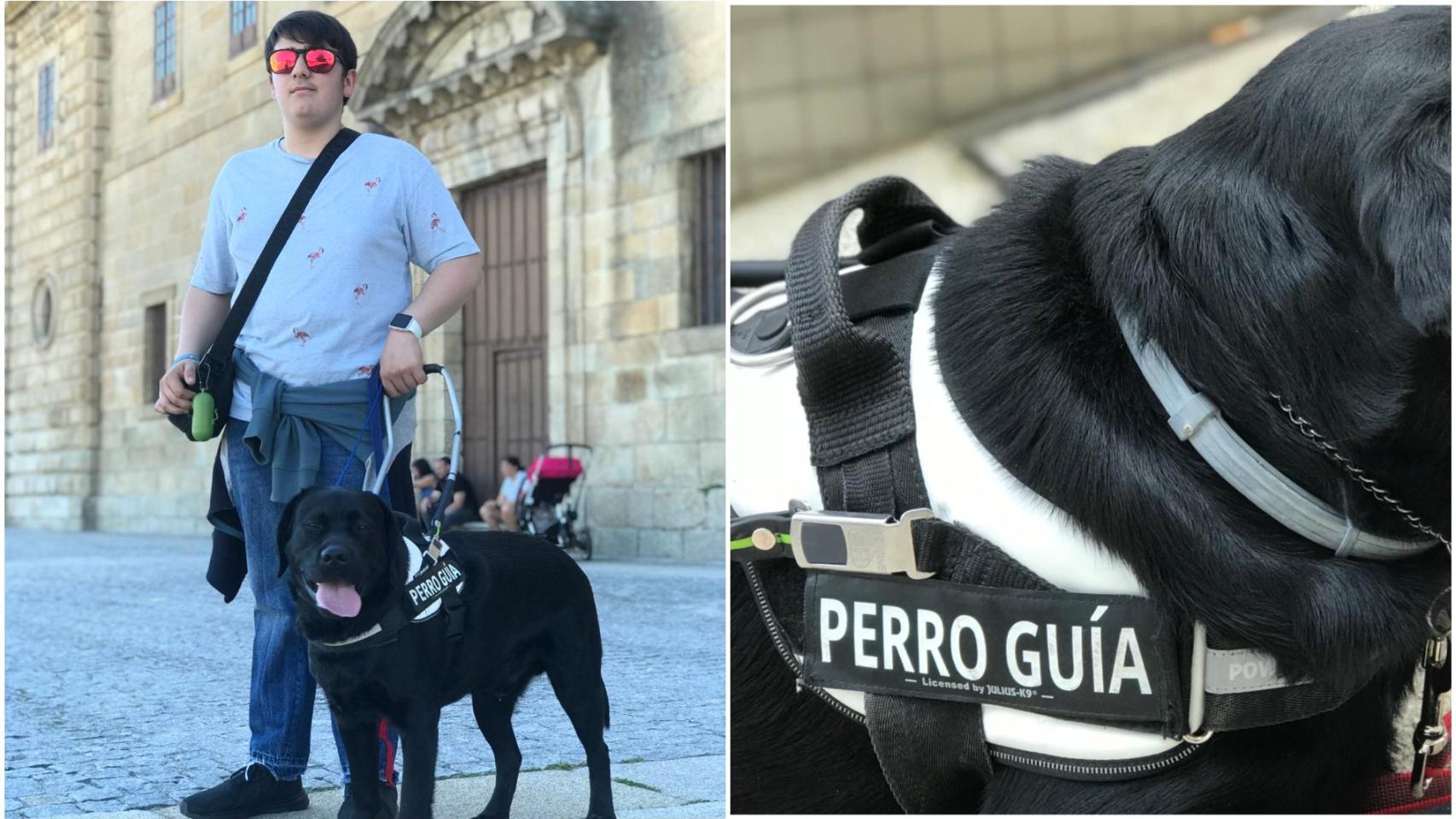 Alejandro junto a Leo, su perro guía