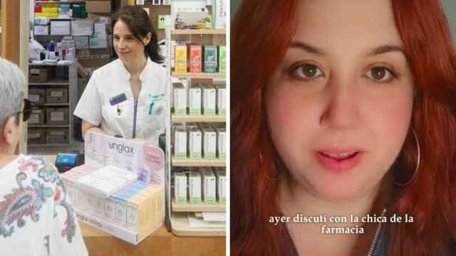 Imagen de archivo de una farmacéutica y captura de pantalla del vídeo viral.