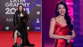 Mon Laferte y Danna Paola en los Latin Grammy vistiendo Bimba y Lola.