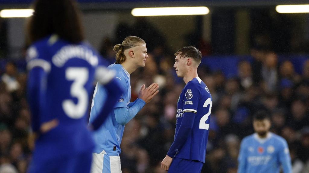 Haaland, durante un Chelsea - Manchester City