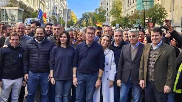 Miembros del PP en la concentración de Madrid. Foto: PP CLM.
