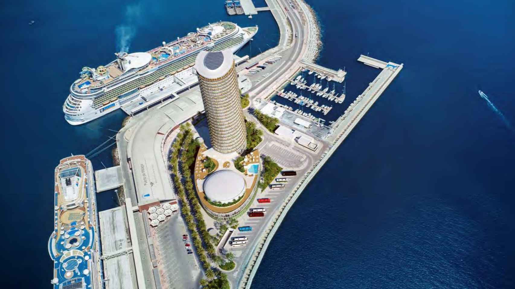 Infografía de la futura Torre del Puerto de Málaga.