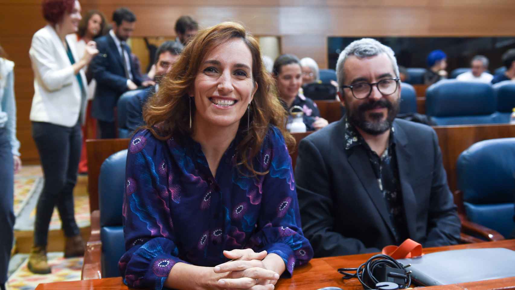 Mónica García y Javier Padilla, en la Asamblea de Madrid.