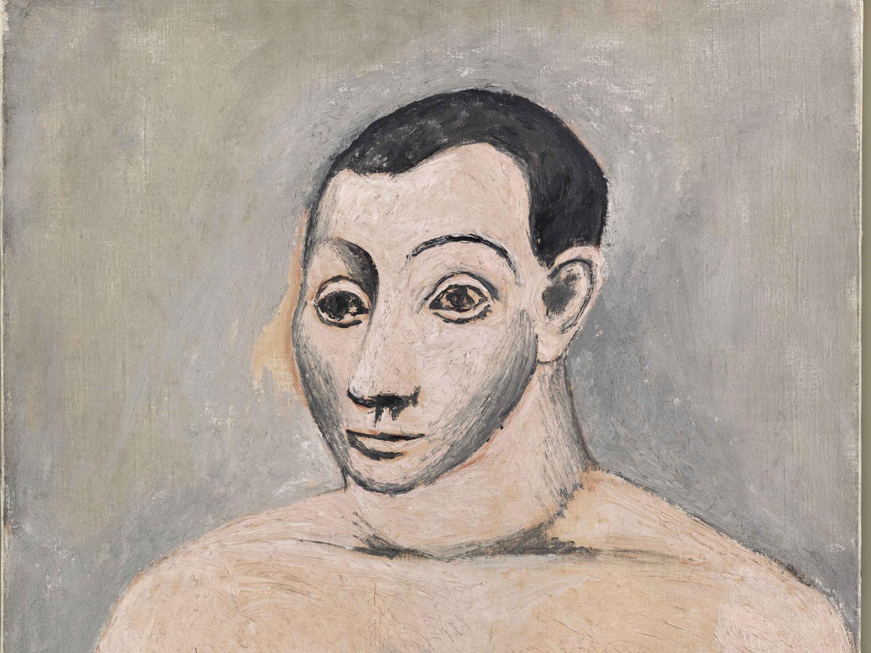 Pablo Picasso: 'Autorretrato' (detalle), h. 1906. Musée National Picasso París (en la exposición '1906', Museo Reina Sofía) © Sucesión Pablo Picasso, VEGAP, Madrid, 2023