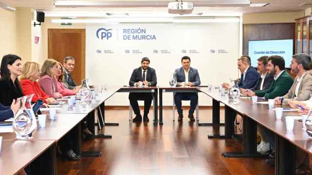 Fernando López Miras, este lunes, presidiendo el comité de dirección del PP de la Región de Murcia.