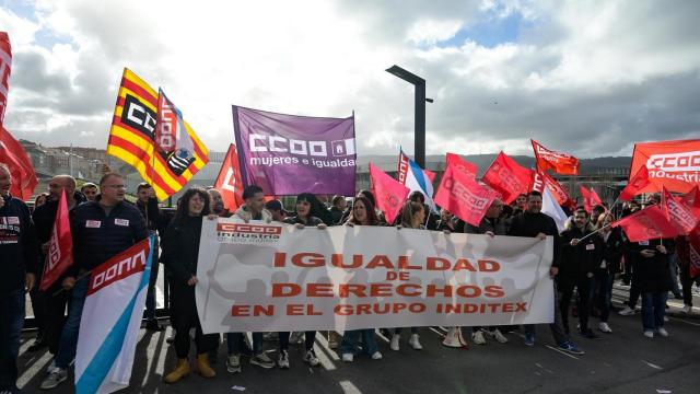 Protesta de trabajadores de Inditex en Arteixo.