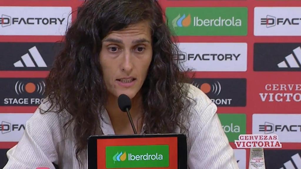 Montse Tomé, durante la rueda de prensa con España.