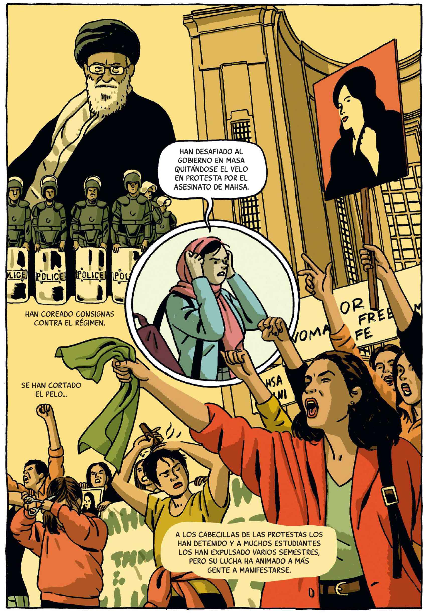 'Mujer Vida Libertad', el cómic colectivo de Marjane Satapri que rinde homenaje a la revolución del velo en Irán