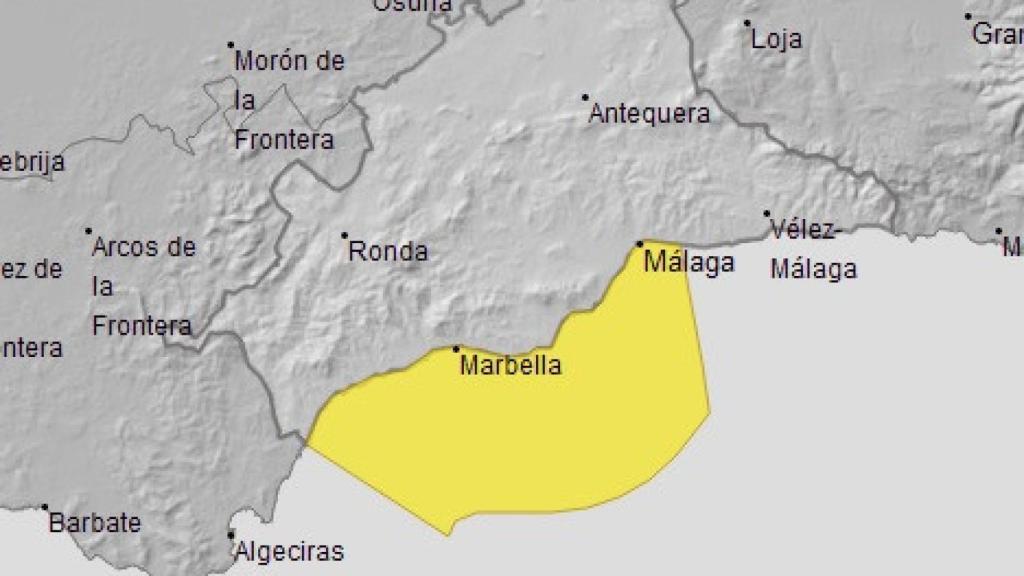 Aviso amarillo por fenómenos costeros en Málaga.