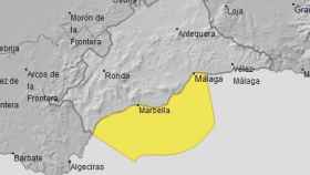 Aviso amarillo por fenómenos costeros en Málaga.
