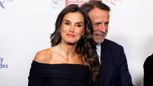 La Reina, en la sede del periódico 'La Razón'.