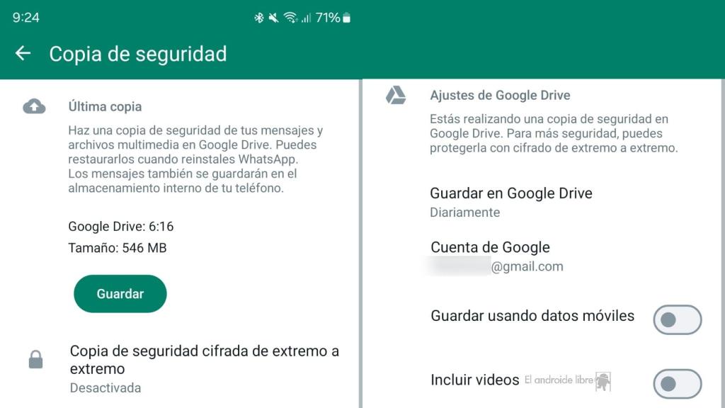 Copia de seguridad en WhatsApp