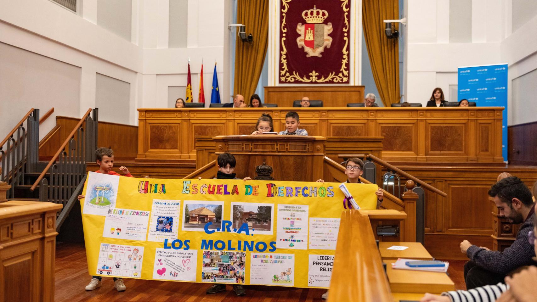 Pleno infantil celebrado en las Cortes de Castilla-La Mancha.