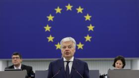 Didier Reynders, durante del debate sobre la amenaza al Estado de derecho en España, en el pleno del Parlamento Europeo en Estrasburgo.