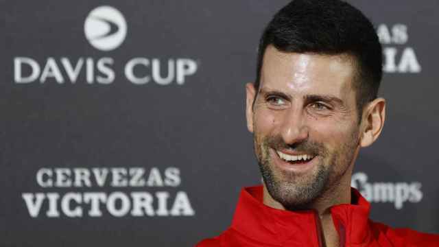 Novak Djokovic durante la rueda de prensa en el Martín Carpena antes de jugar en la Copa Davis.