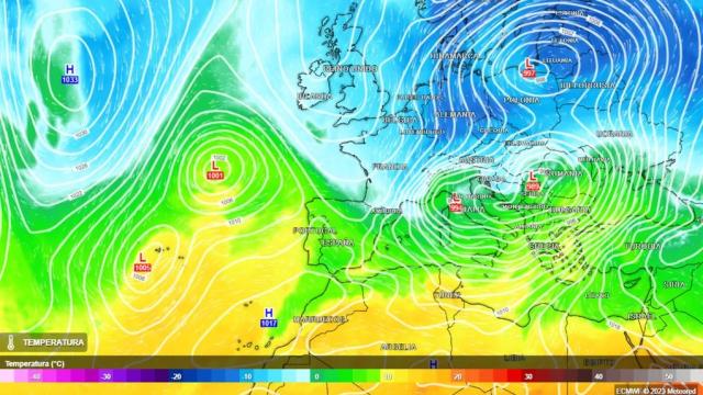 El mapa con temperaturas de España y el resto de Europa.