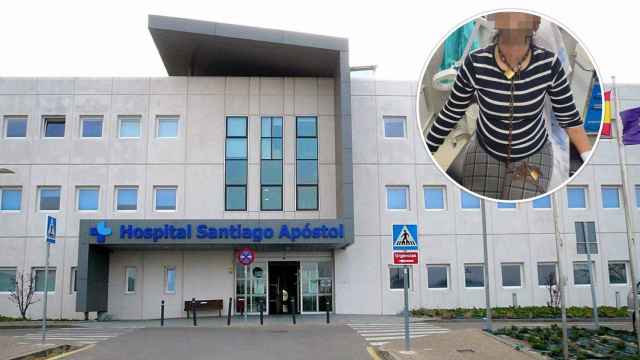 El Hospital Santiago Apóstol de Miranda de Ebro junto a la mujer encadenada que había sido secuestrada