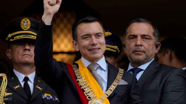 El presidente de Ecuador, Daniel Noboa, este jueves en el Palacio de Gobierno tras jurar su cargo.