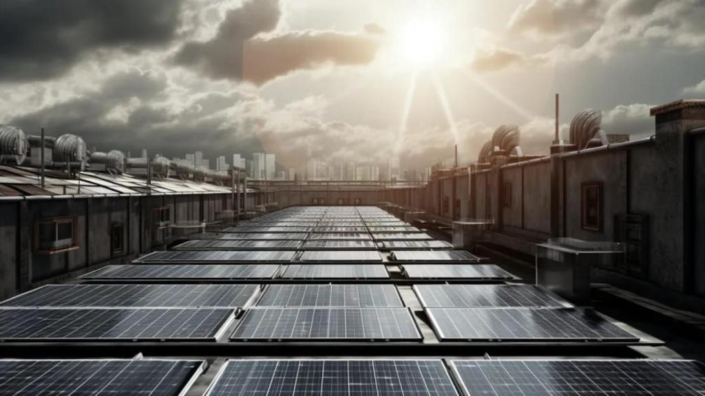 Placas solares en una azotea