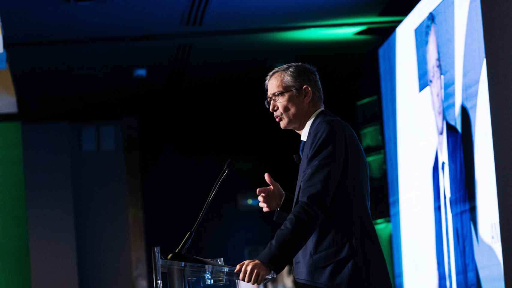 Pablo Hernández de Cos, gobernador del Banco de España, durante su intervención en un reciente foro financiero.