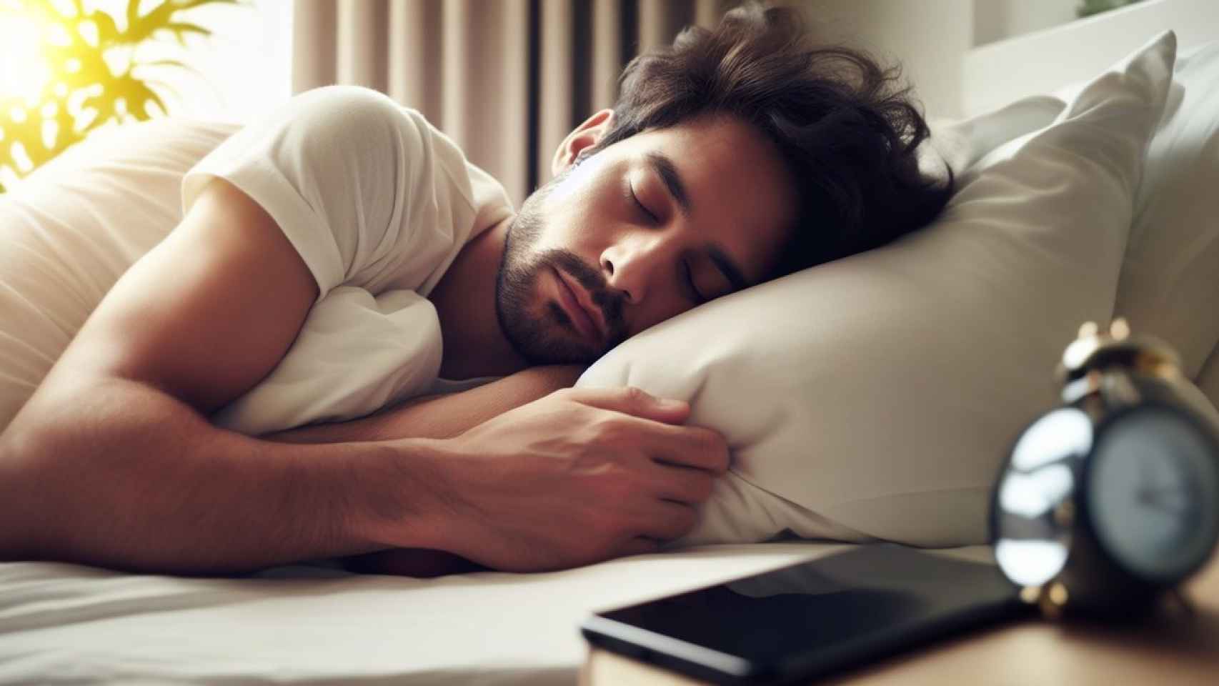 Persona durmiendo junto a su smartphone