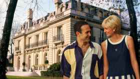 Villa Windsor, en un fotomontaje junto a los actores que interpretan a Dodi Al Fayed y Diana de Gales en la ficción 'The Crown'.