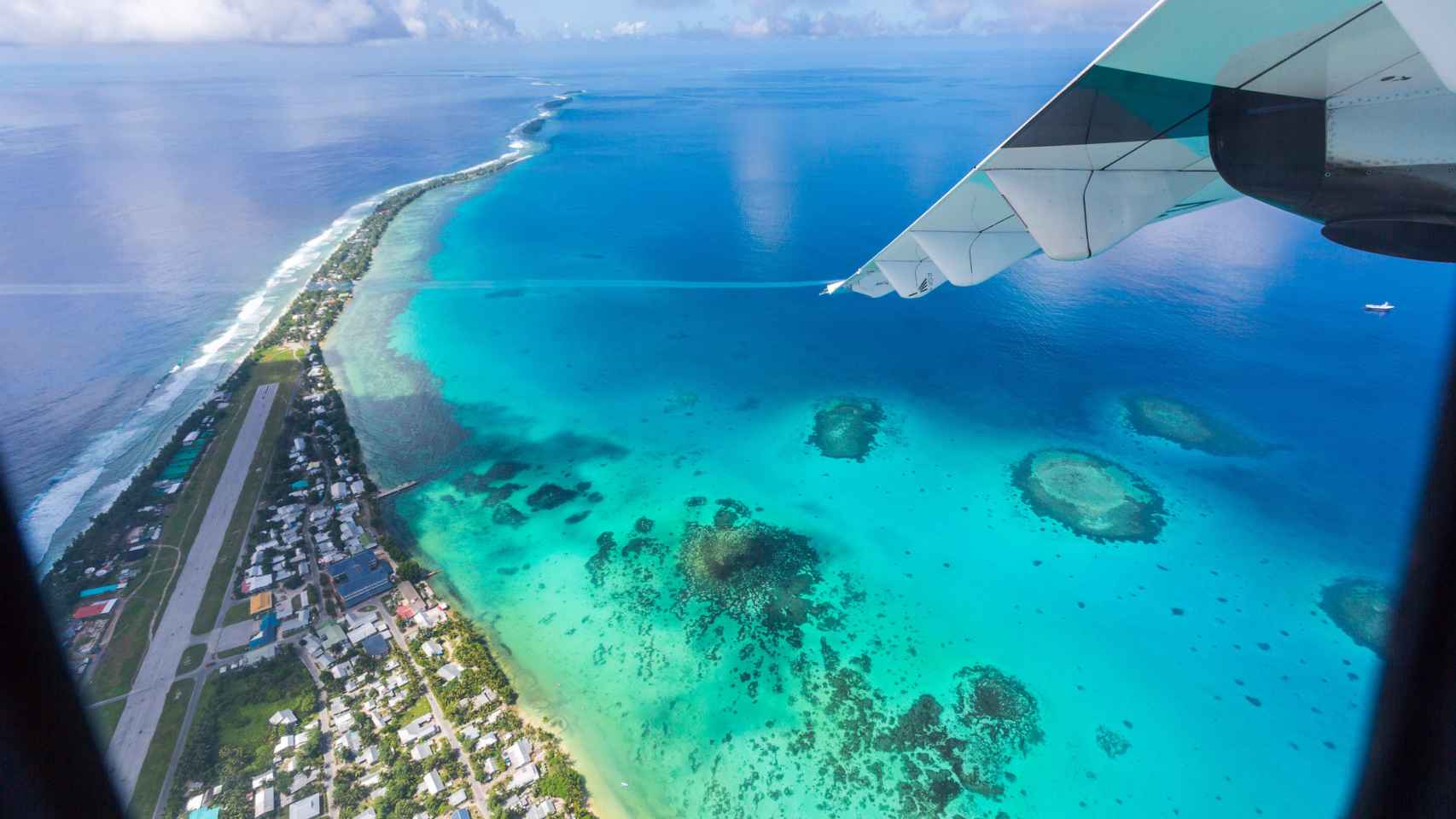 El atolón de Funafuti visto desde el aire.