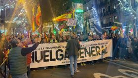 Cabecera de la manifestación de Solidaridad este viernes en Madrid.