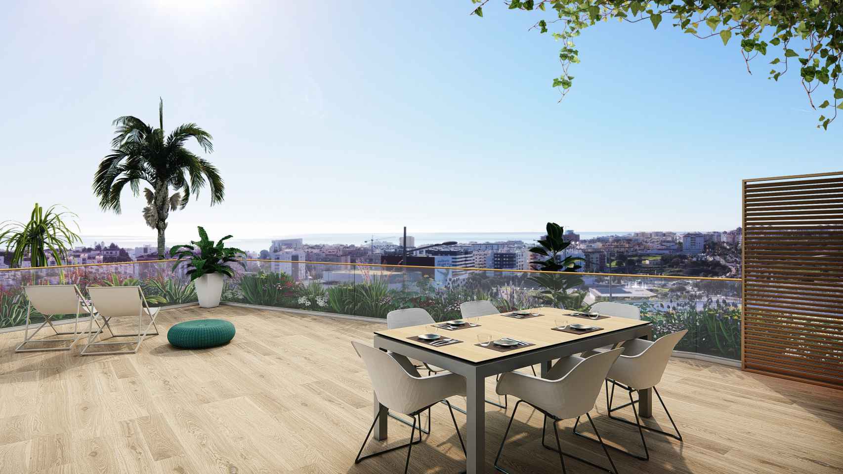 La terraza de una de las promociones de Gilmar en Málaga.