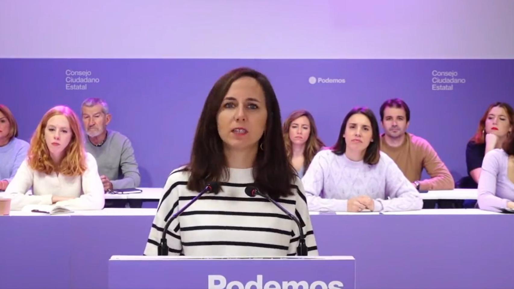 Ione Belarra en el Consejo Ciudadano Estatal de Podemos