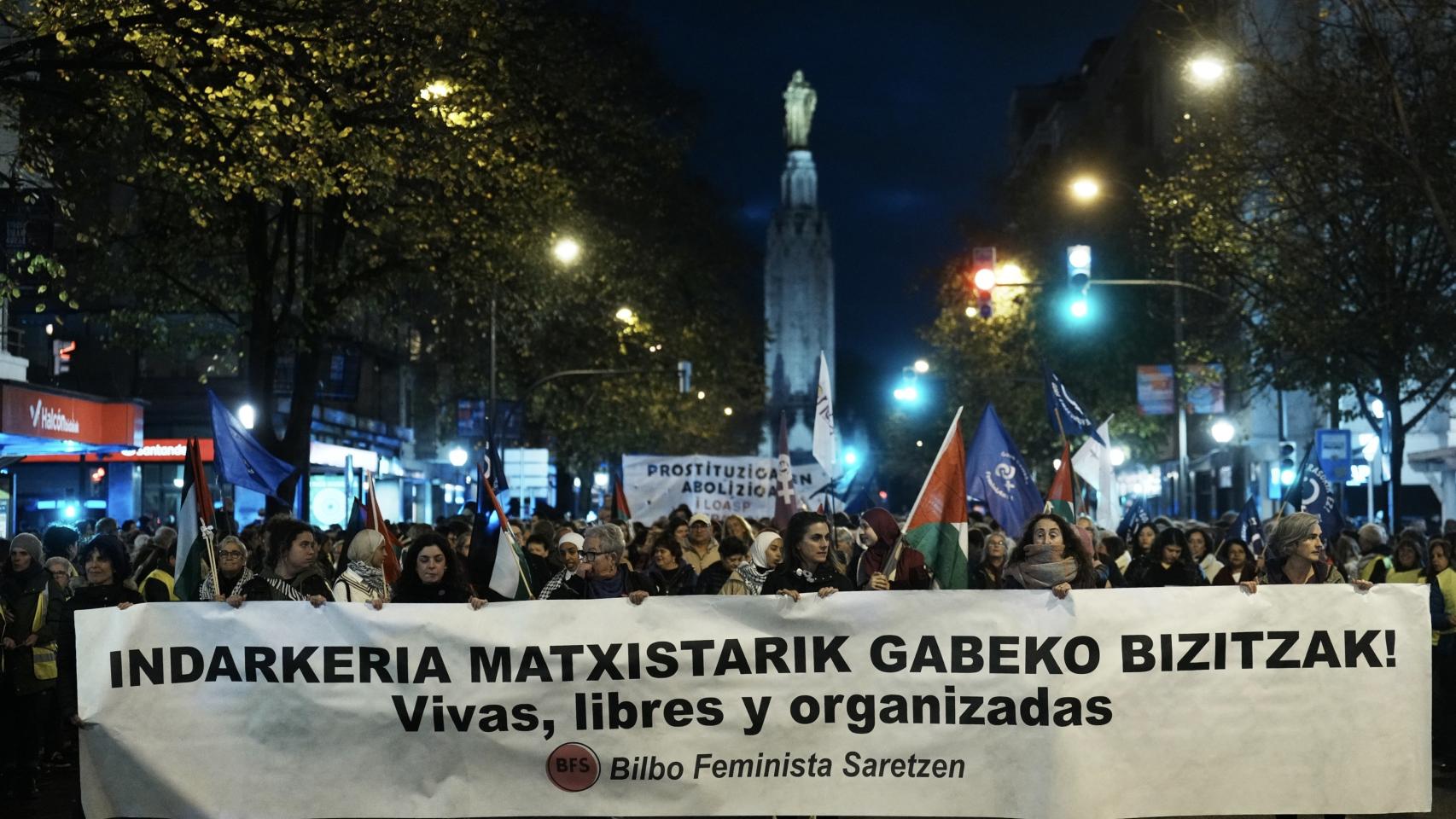 Manifestación del Movimiento Feminista, este sábado en Bilbao.