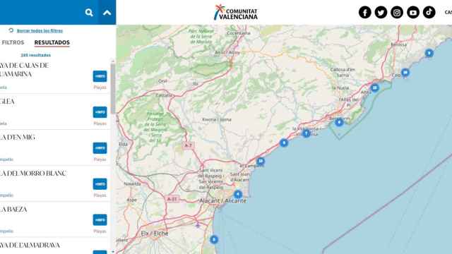 Una vista de los resultados en el mapa que presenta la herramienta Geoportal de la Generalitat.