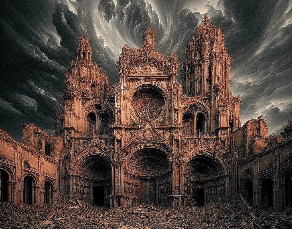Imagen ficticia de la destrucción de Lugo (Foto: Bing Creator)