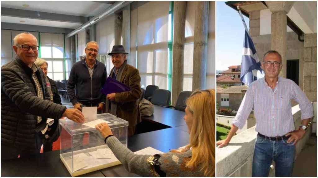 A la derecha, Juan González, a la izquierda, un momento de la votación.