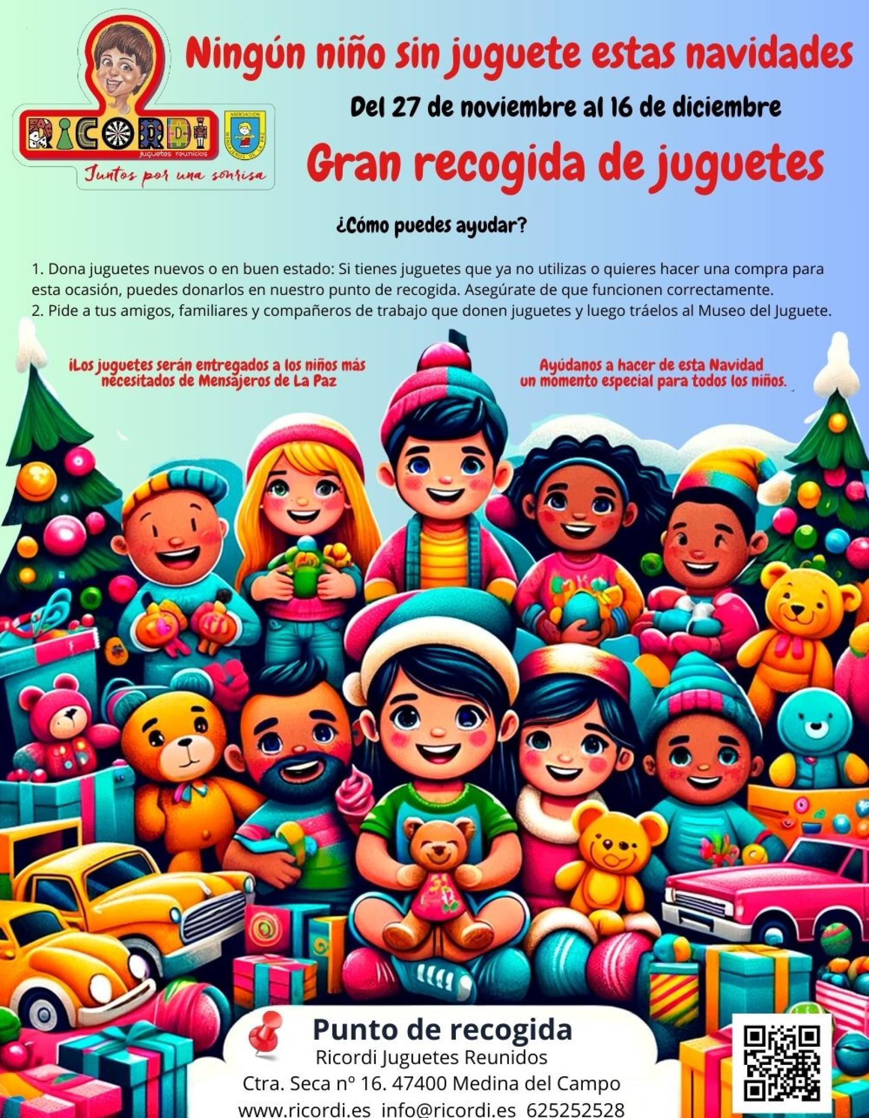 Cartel de la iniciativa de la campaña de recogida de juguetes en El Museo del Juguete de Medina del Campo