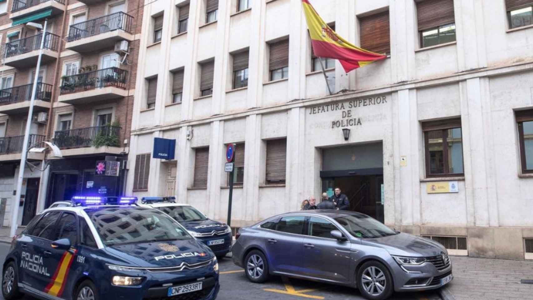 La fachada de la Jefatura Superior de la Policía Nacional en Murcia.