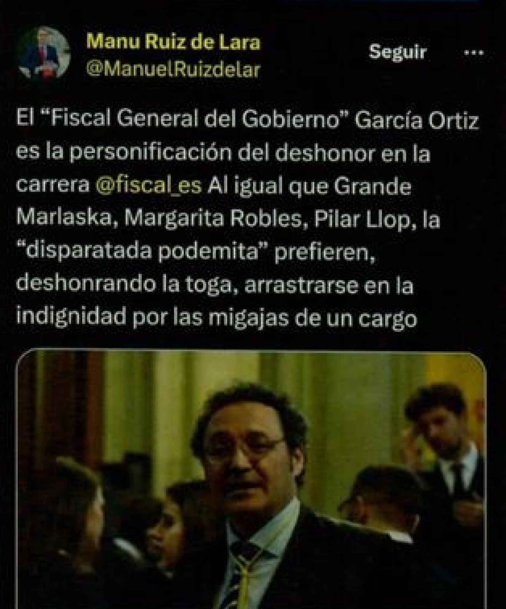 Tuit de Ruiz de Lara sobre el fiscal general./