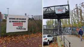 Pancartas del Frente Obrero contra el centro de refugiados en Valladolid